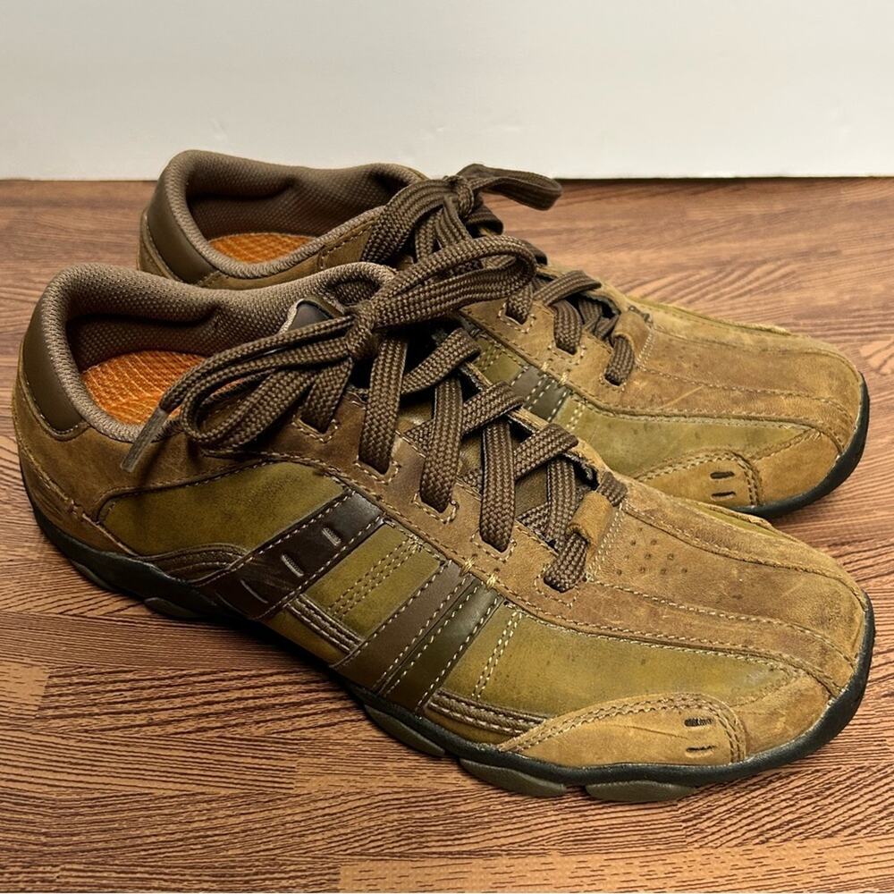 Skechers Diameter Brown Leather Casual Sneakers Men’s 6.5 Memory Foam Lace Up